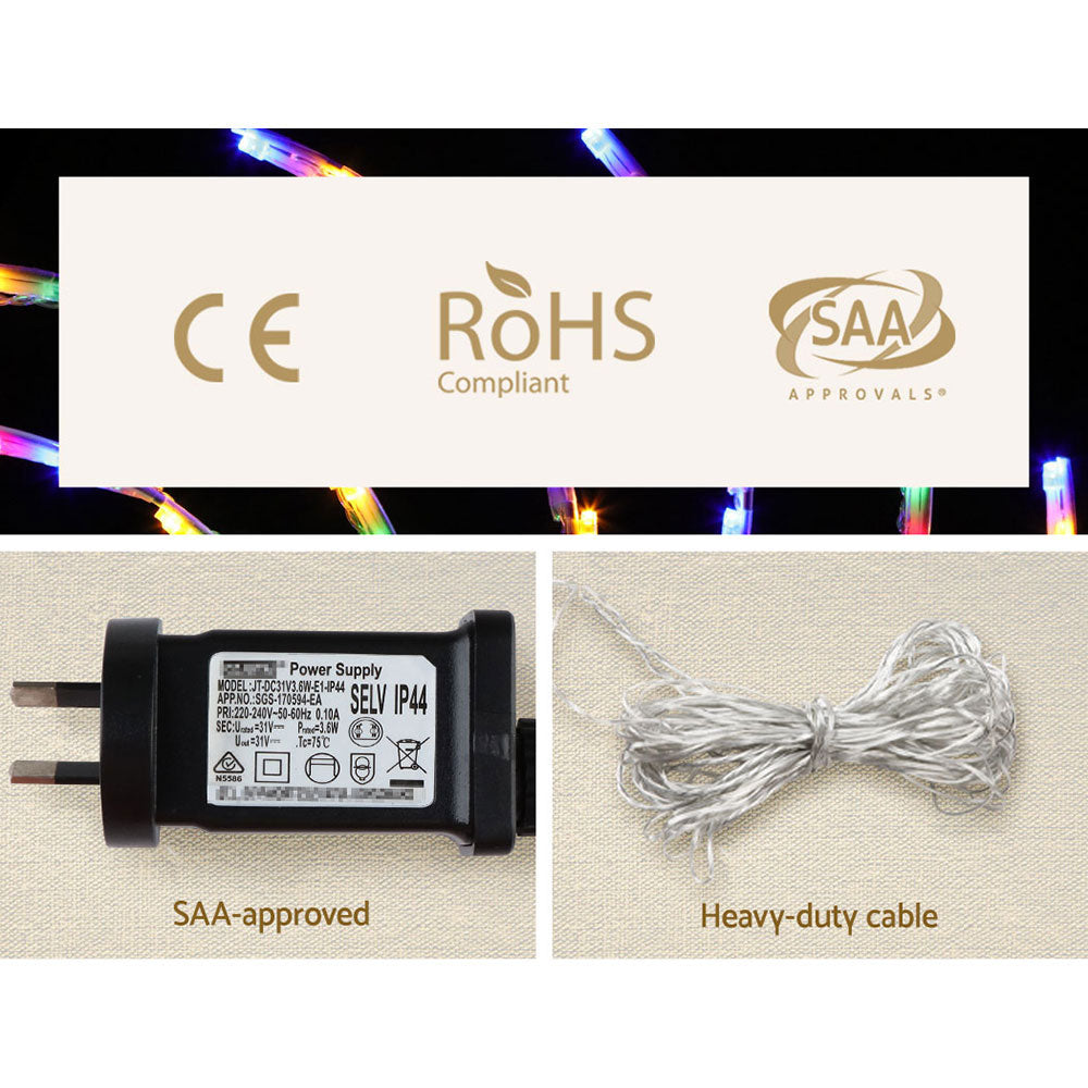 LED rope light power adapter and bundled heavy-duty cable for the strand