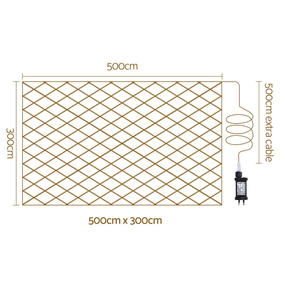 White net panel string lights with plug-in controller and mesh pattern