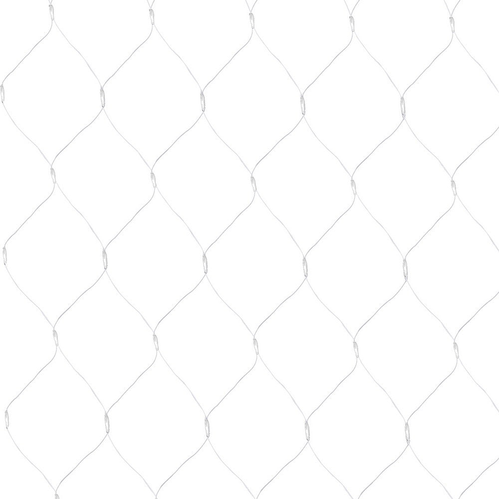 White net string lights mesh with hanging strands and unlit bulbs