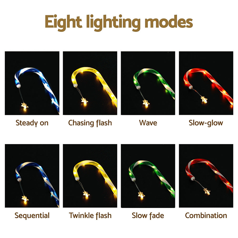 Lighting mode chart for solar path lights: steady on, chasing flash, wave, slow glow
