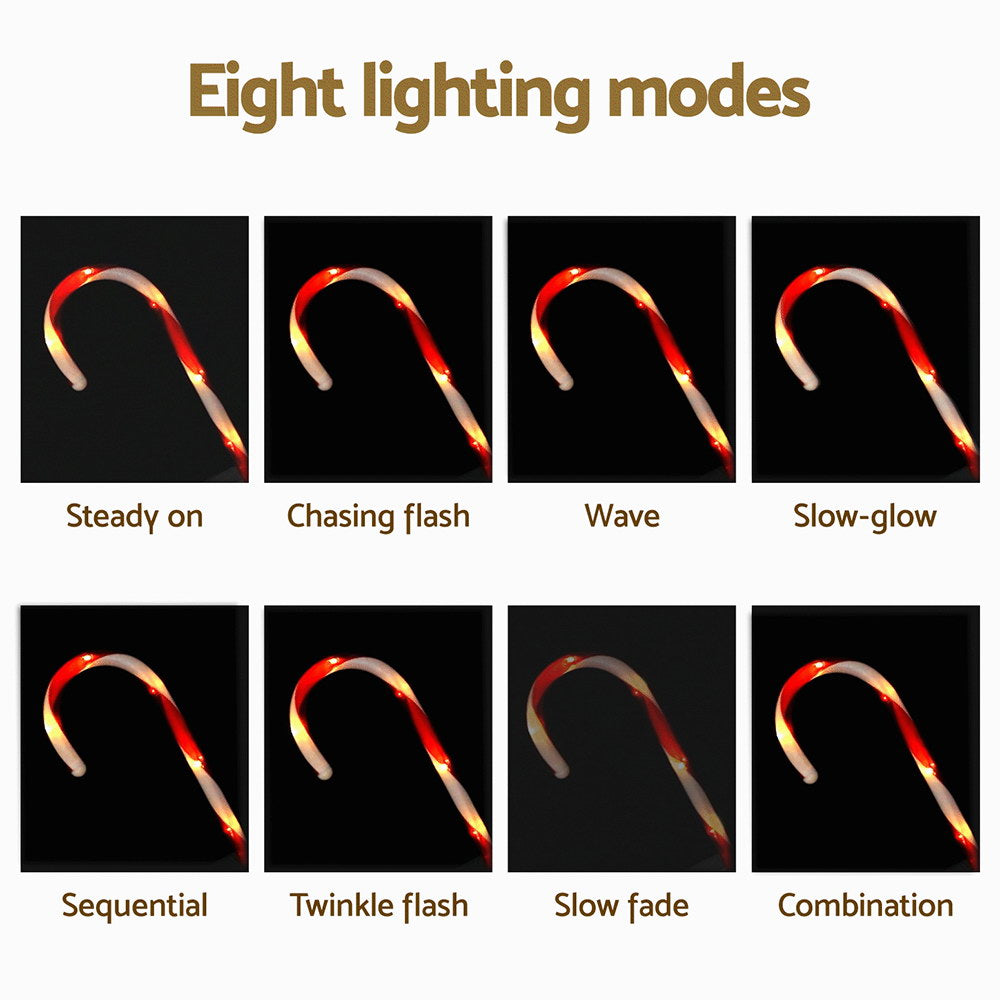 Lighting mode chart showing red-and-white candy-cane LED arches