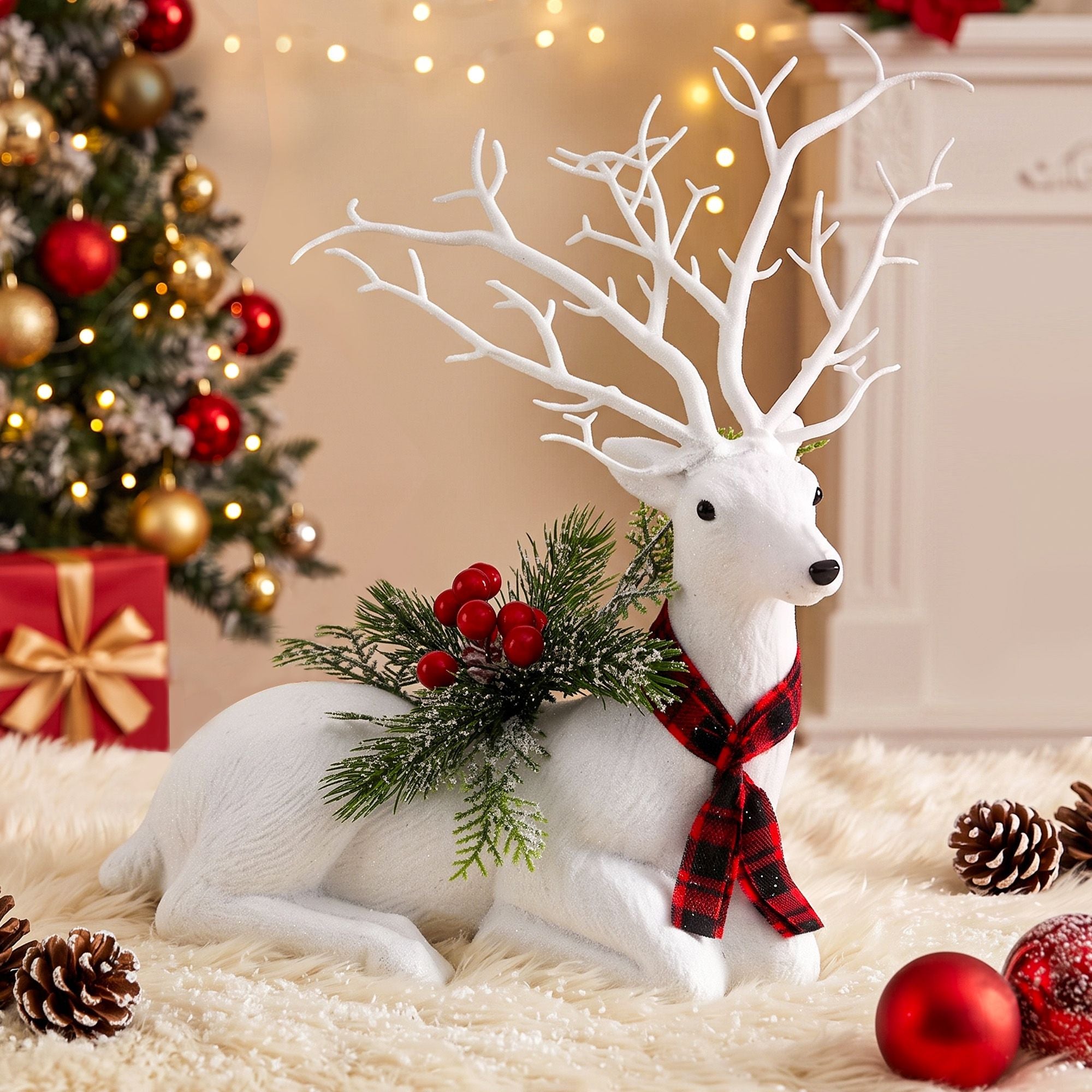 Jingle Jollys Christmas Reindeer 32cm Glitter Deer Ornaments Party Decorations Bedworld