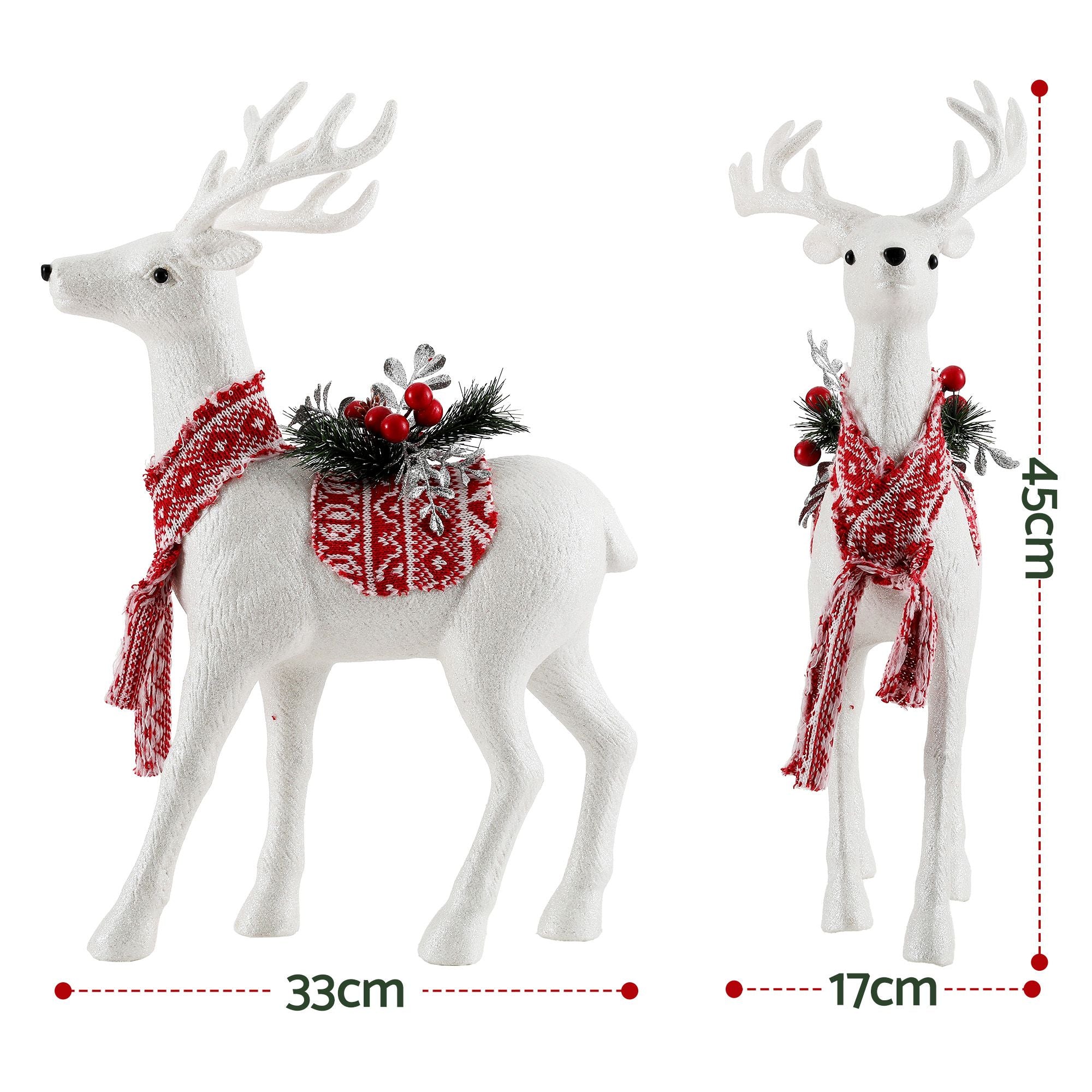 Jingle Jollys Christmas Reindeer 45cm Glitter Deer Ornaments Party Decorations Bedworld