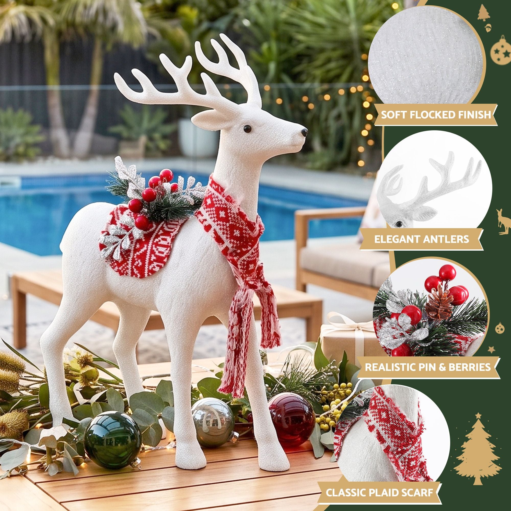 Jingle Jollys Christmas Reindeer 45cm Glitter Deer Ornaments Party Decorations Bedworld