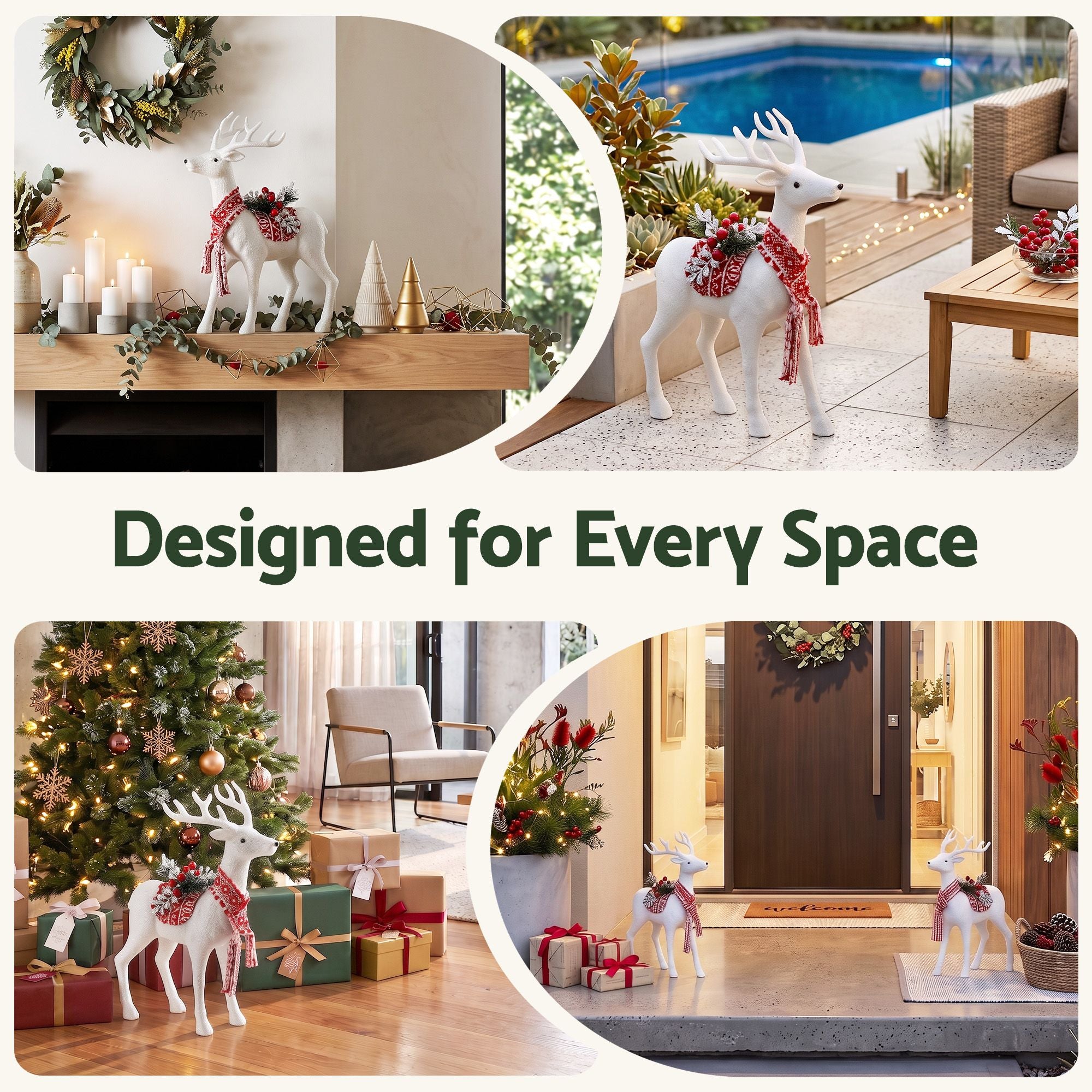 Jingle Jollys Christmas Reindeer 45cm Glitter Deer Ornaments Party Decorations Bedworld