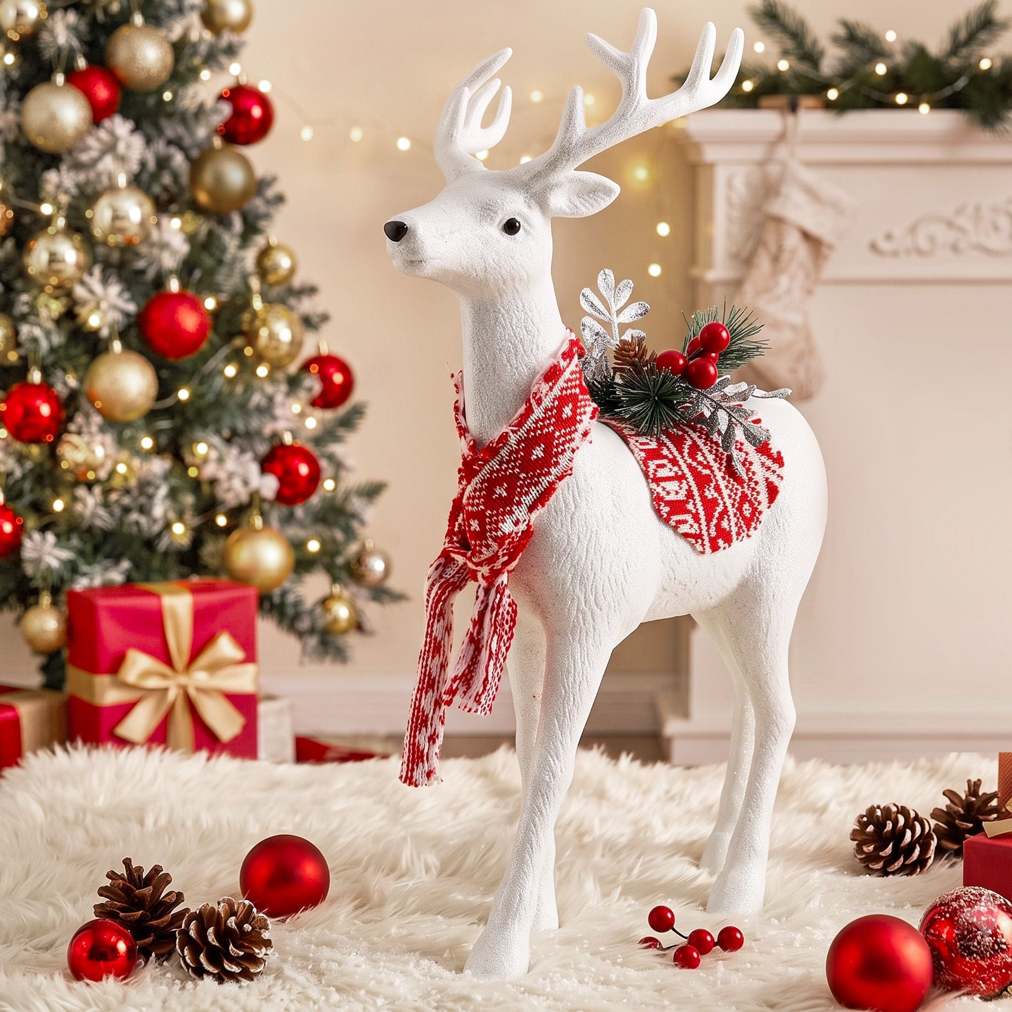 Jingle Jollys Christmas Reindeer 45cm Glitter Deer Ornaments Party Decorations Bedworld