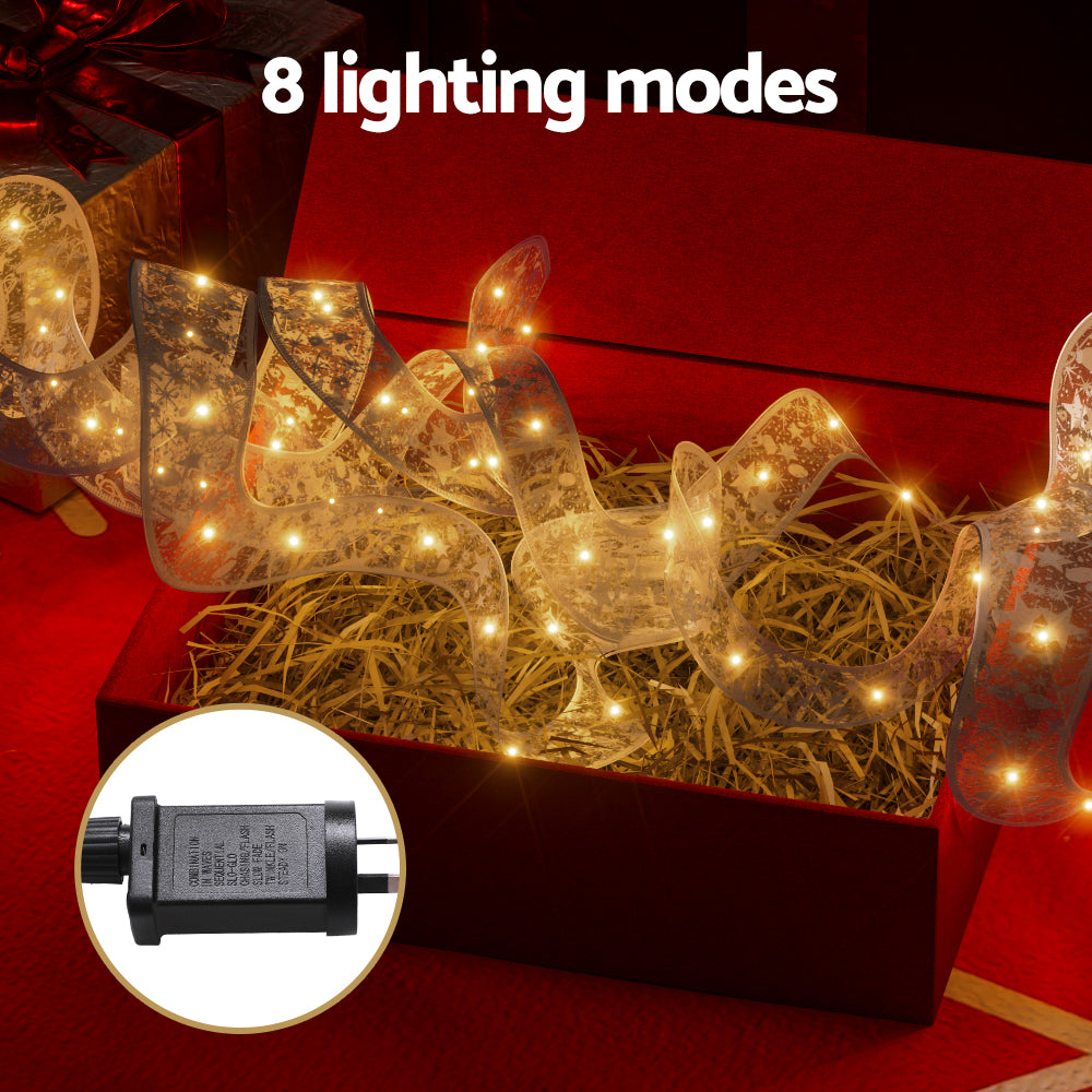 Warm white LED ribbon lights with inline power adapter