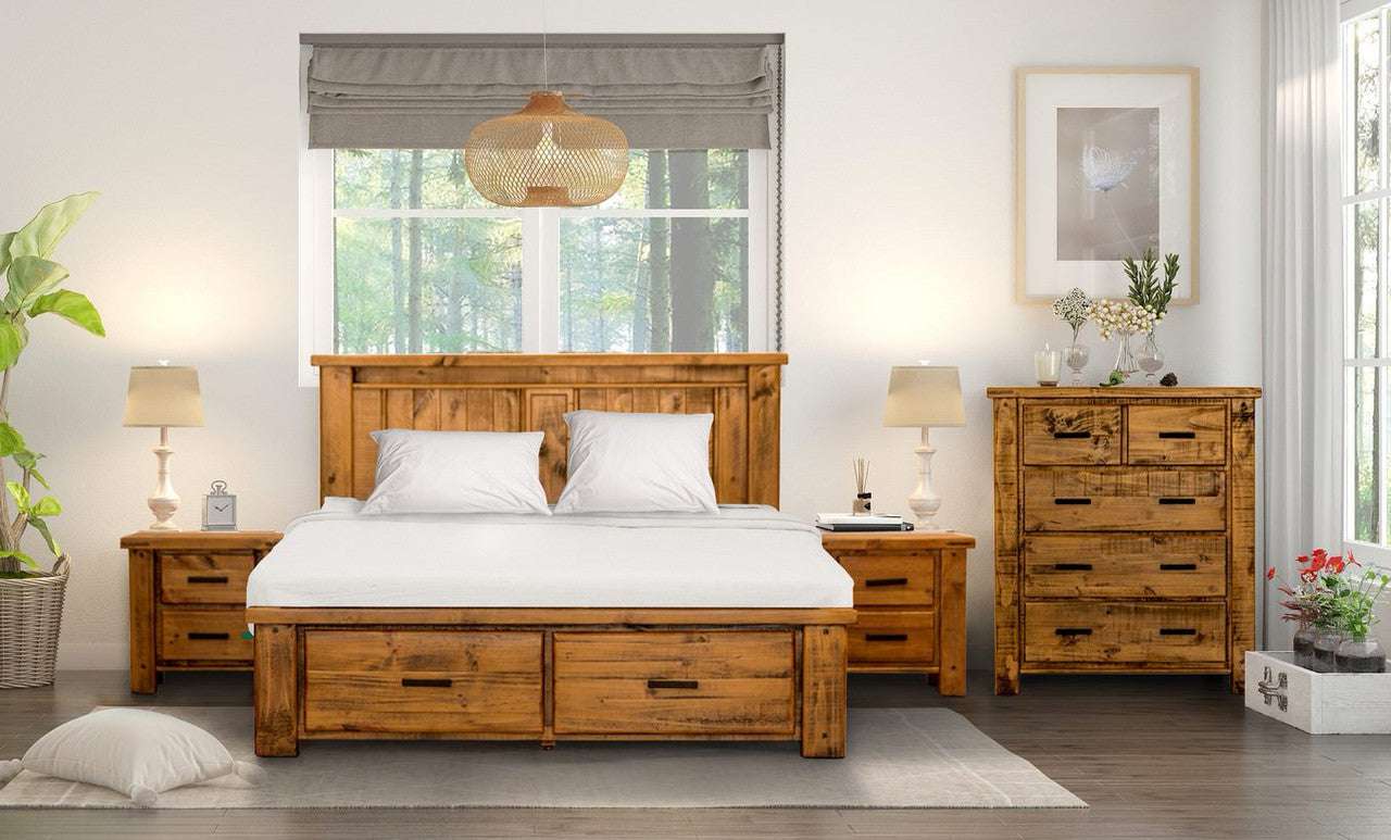 Outback Timber Bed Frame with Drawer