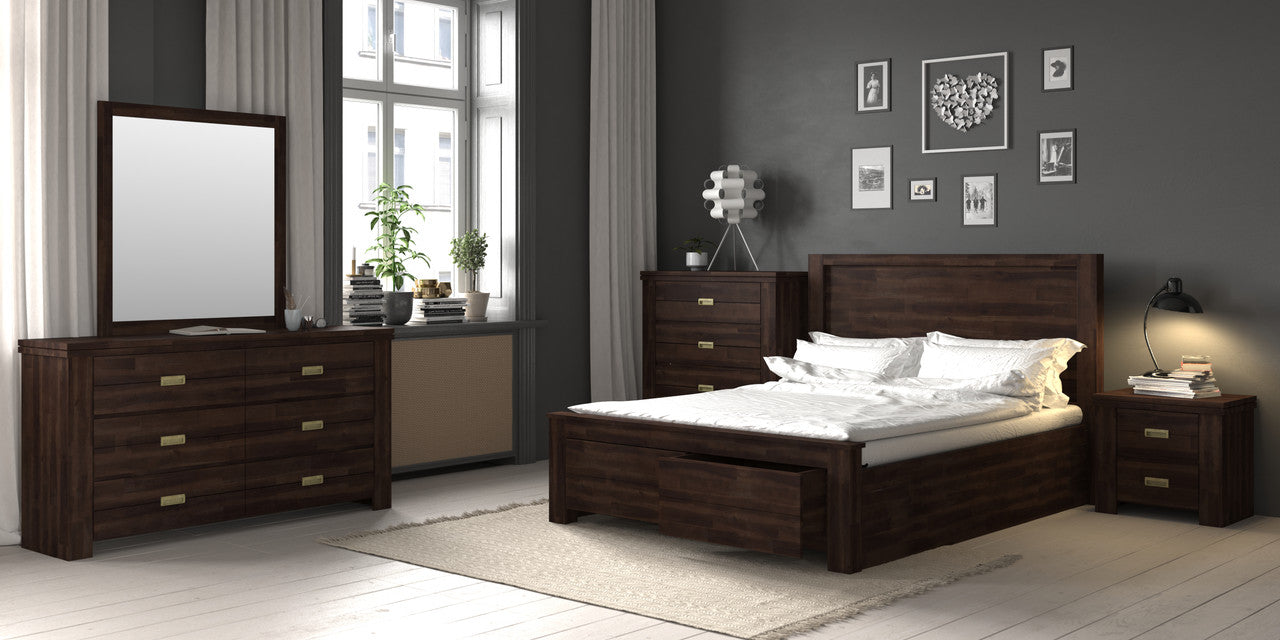 Kaslyn Acacia Timber Storage Drawer 4-Piece Bedroom Suite