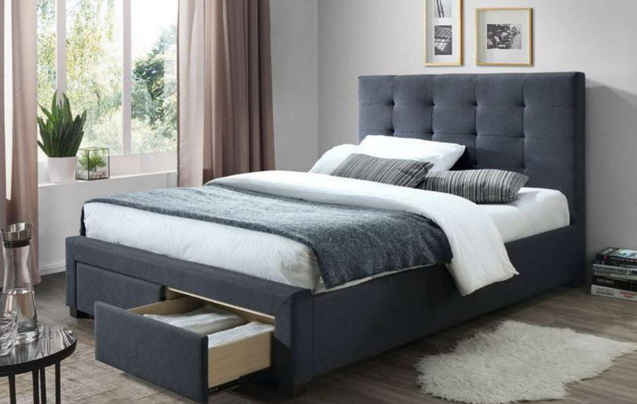Rhodes Fabric Upholstered Bed Frame With Storage Drawers