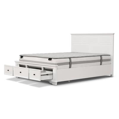 Vienna Timber Drawer Storage Bed with opened drawers