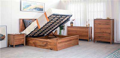 Atherton Gas Lift Storage Bed Frame Natural Marri Wood