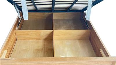 Atherton Gas Lift Storage Bed Frame Natural Marri Wood