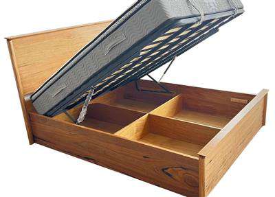 Atherton Gas Lift Storage Bed Frame Natural Marri Wood