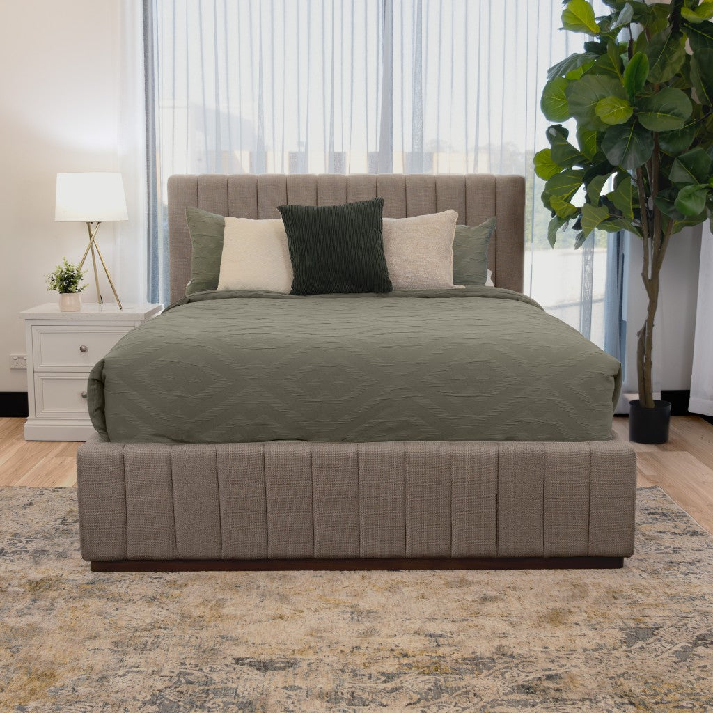 Lincoln Gas Lift Storage Bed - Upholstered Fabric - Smoke/Beige