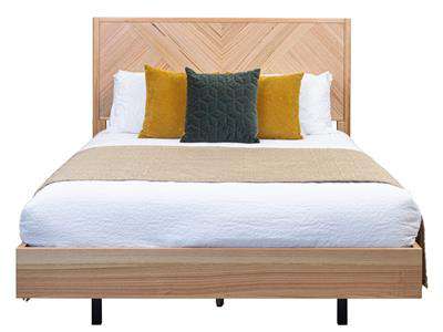 Perisher Natural Messmate Timber Bed Frame -pictured with mattress