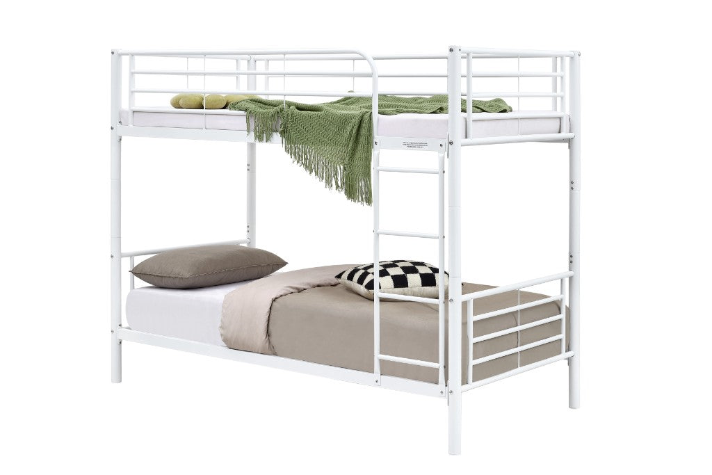 Tiamo METAL Bunk Bed Single Over Single - White/ Black