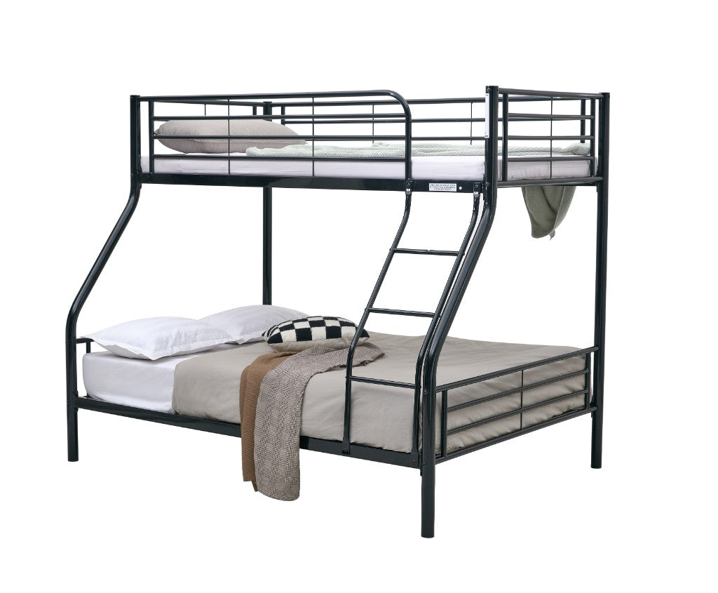 Tiamo Heavy Duty Metal Bunk Bed Single Over Double Black/white